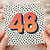 48th Birthday Card, - Bold Number 48 Polka Dot Design