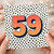 59th Birthday Card, Bold Orange Number 59 Polka Dot Design