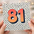 81st Birthday Card, Bold Number 81 Polka Dot Design