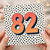 82nd Birthday Card, Bold Orange and Blue Number 82 Polka Dot Design