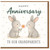 Grandparents Anniversary Card - Cute Bunnies with Flower - To Our Grandparents - Sweet Heart Pattern - From the Grandchildren