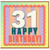 31st Birthday Card, Happy 31 Birthday Card