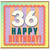 36th Birthday Card, Colourful Retro Happy Birthday Card