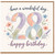 28th Birthday Card, Happy Birthday Card for 28 Year Old, Floral Watercolour Birthday Card