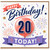 20th Birthday Card, Happy Birthday Today Balloon and Fireworks Design