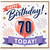 70th Birthday Card, Happy Birthday Today Balloon and Fireworks Design