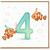 4th Birthday Card, - Cute Clownfish Number 4 Party Design