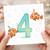 4th Birthday Card, - Cute Clownfish Number 4 Party Design