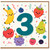 3rd Birthday Card, Cute Fruit Number 3 Party Card
