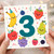 3rd Birthday Card, Cute Fruit Number 3 Party Card