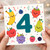 4th Birthday Card, Cute Fruit Party Card