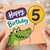 5th Birthday Card, Cute Crocodile Happy Birthday Card