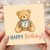 7th Birthday Card, Cute Teddy Bear Happy Birthday Card
