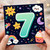 7th Birthday Card, Cute Kawaii Number 7 Design