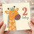 2nd Birthday Card, Cute Giraffe 2 Today Card