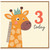 3rd Birthday Card, Cute Giraffe 3 Today Card