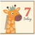 7th Birthday Card, Cute Giraffe Birthday Card