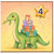 4th Birthday Card, Cute Dinosaur with Presents