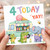 4th Birthday Card, 4 Today YAY Ice Cream Truck and Cute Animals Card