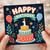1st Birthday Card, Happy Birthday Cake and Balloons Greeting Card