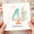 4th Birthday Card, Pastel Crown and Leaves Design, Today