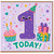 1st Birthday Card, Today! Cute Party Hat Number 1 Birthday Card