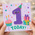 1st Birthday Card, Today! Cute Party Hat Number 1 Birthday Card