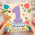 1st Birthday Card, Cute Teddy Bear and Floral Today Design