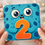 2nd Birthday Card, Cute Blue Monster