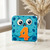 4th Birthday Card, Cute Blue Cartoon Character Holding Number 4