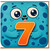 7th Birthday Card, Cute Blue Cartoon Number 7 Card