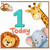1st Birthday Card, Cute Animal Safari Today Design