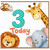 3rd Birthday Card, Cute Jungle Animals Today Card