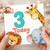 3rd Birthday Card, Cute Jungle Animals Today Card