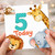 5th Birthday Card, Cute Safari Animals Design