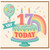 17th Birthday Card, 17 Today Cake and Rainbow Design Birthday Card