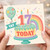17th Birthday Card, 17 Today Cake and Rainbow Design Birthday Card