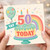 50th Birthday Card, YAY Today Rainbow Cake Design