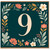 9th Birthday Card, Floral Number 9 Birthday Card