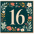 16th Birthday Card, Floral Design