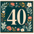 40th Birthday Card, Floral Number 40 Card