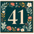 41st Birthday Card, Floral Number 41 Birthday Card