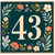 43rd Birthday Card, Floral Number 43 Card