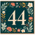 44th Birthday Card, Floral Number 44 Birthday Card