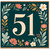 51st Birthday Card, Floral Number 51 Birthday Card