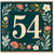 54th Birthday Card, Floral Number 54 Card