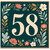 58th Birthday Card, Floral Number 58 Birthday Card