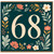 68th Birthday Card, Floral Number 68 Birthday Card