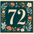72nd Birthday Card, Floral Number 72 Card