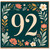 92nd Birthday Card, Floral Number 92 Card